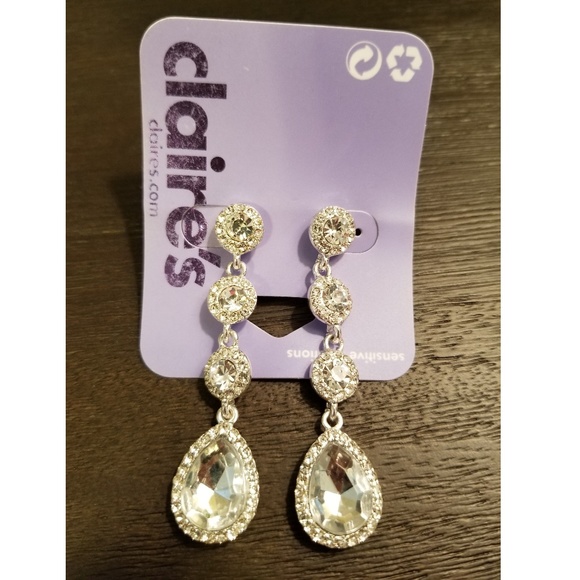 [NWT] Claire's Rhinestone Multi-Tier Drop Earrings - Picture 1 of 3